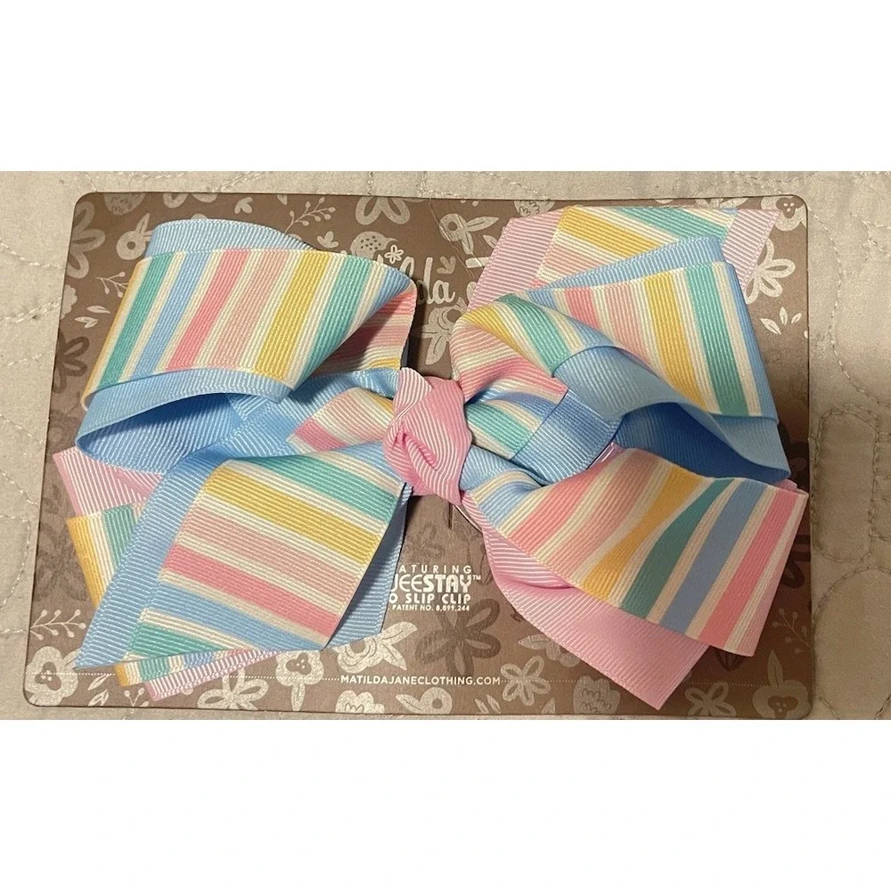 Matilda Jane Dream‎ Chasers Sweet Taffy Rainbow NWT Bow is 4
